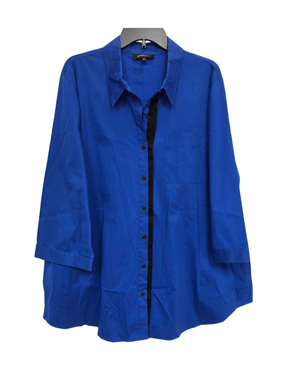 Lafayette 148 New York Royal Blue Hidden Button Shirt Blouse Womens Size 18 Pock